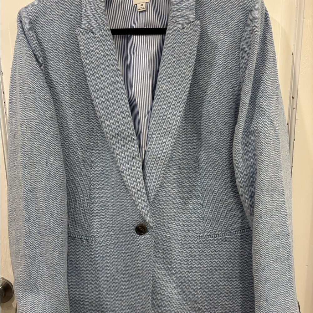 J. Crew Light Blue Herringbone Blazer